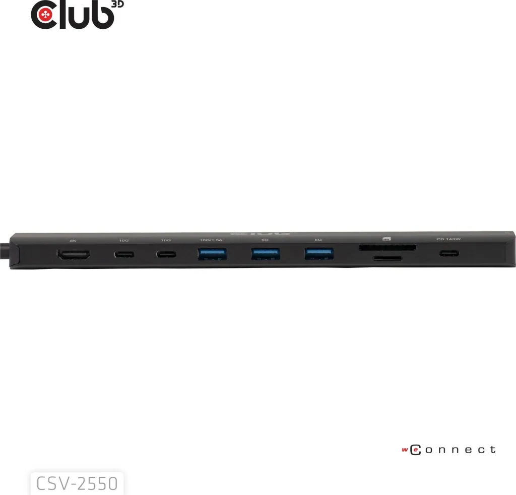 USB-C HUB Club3D 10in1, HDMI, 3xUSB-C, 3xUSB, LAN, 8K30Hz, PD140W, zi - 3