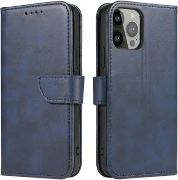 Mbështjellës Hurtel Magnet Case për iPhone 15, me portofol dhe qëndrim, Blu