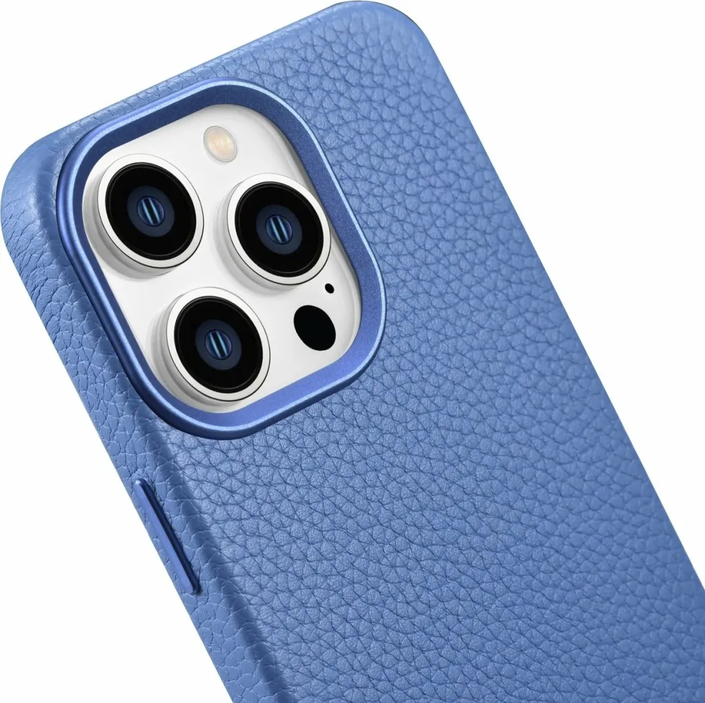Mbështjellës iCarer Litchi Premium për iPhone 14 Pro Max, MagSafe, lëkurë, kaltër - 6