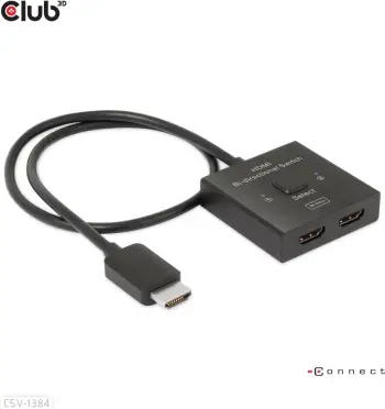 Ndërrues HDMI Club 3D CSV-1580, 2 në 1, 8K 60Hz, i zi