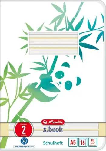 Fletore herlitz GREENline A5, 16 fletë, 80 g/m², vija, e gjelbër e bardhë