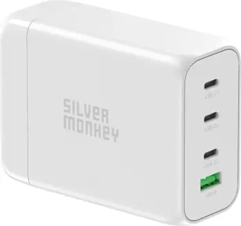 Karikues muri Silver Monkey SMA152, 130W, 3x USB-C PD, 1x USB-A QC 3.0, me kabllo, Bardhë