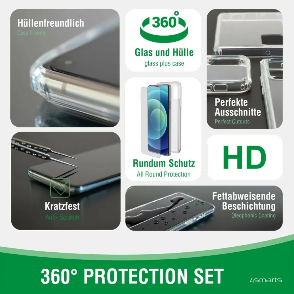 Mbështjellës 4smarts 360 Starter X-Pro Full Cover Glas për iPhone 14, transparent - 2
