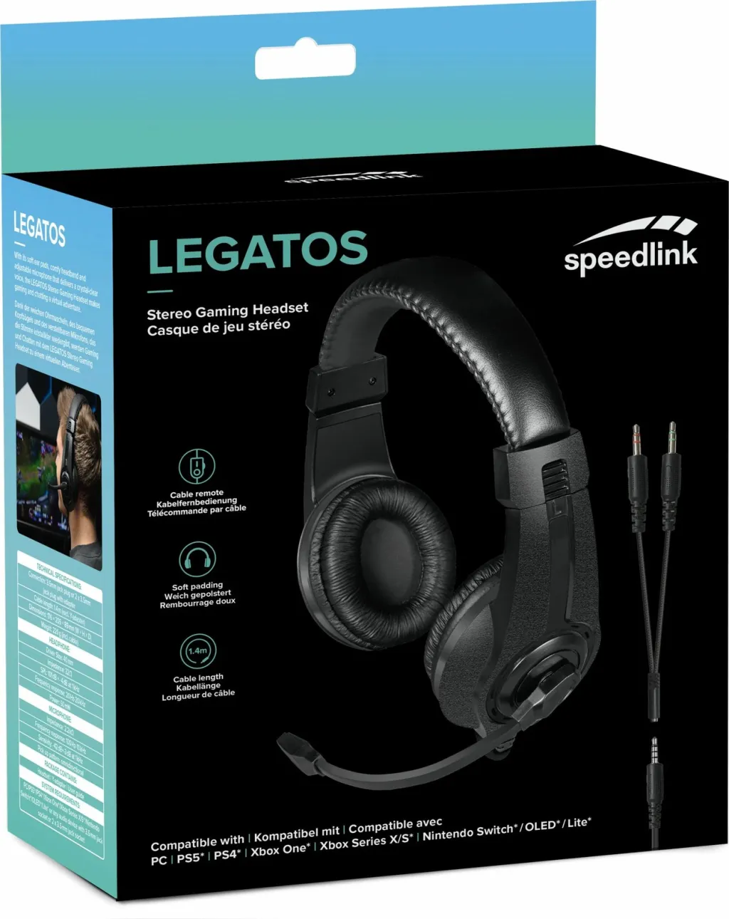 Kufje Speedlink LEGATOS, Wired, Gaming, 220 g, Zezë - 7