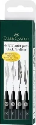 Set lapsa artistike Faber-Castell Pitt Artist Pen 4 copë, e zezë