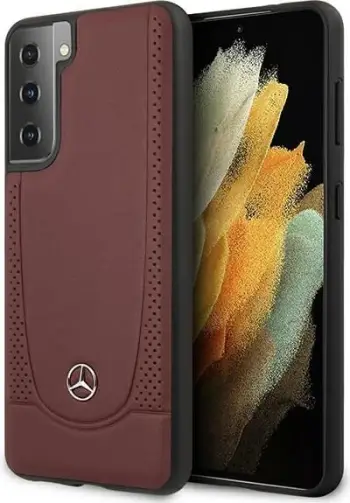 Mbështjellës Mercedes Urban Line për Samsung Galaxy S21+, lëkurë, i kuq