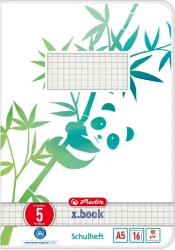 Bllok shënimesh herlitz GREENline, A5, 16 fletë, 80g, katror, gjelbër/bardhë