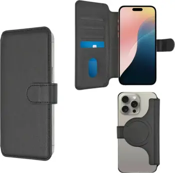 Mbështjellës flip 4smarts 541128, Apple, iPhone 12 Pro Max/13 Pro Max/14 Plus/14 Pro Max/15 Pro Max/15 Plus, i zi