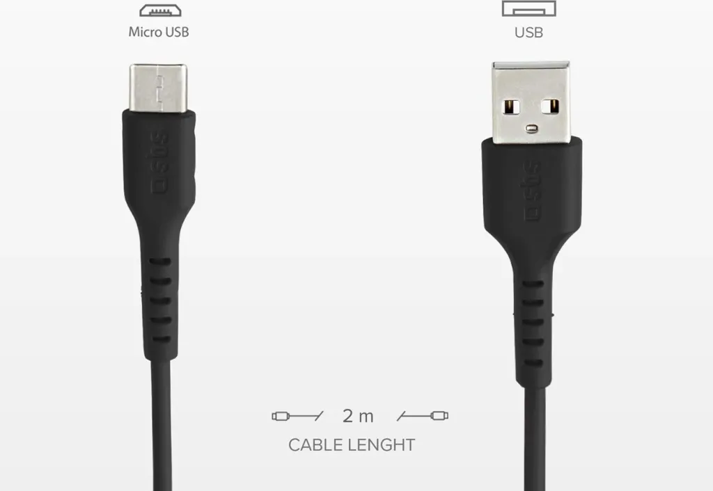 Kabllo USB SBS Mobile USB 2.0 A në Micro USB B, 2m, i zi - 4
