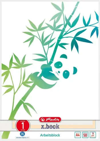 Bllok pune herlitz GREENline A4, 50 fletë, Lineatur 01, panda, e bardhë/e gjelbër