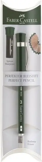 Laps grafik Faber-Castell Castell 9000 Perfect Pencil, me mprehëse, kuti dhurate, jeshil