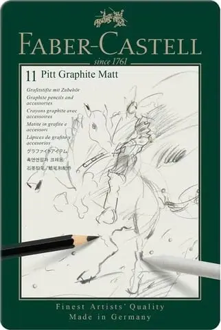 Set lapsa grafiti Faber Castell Pitt Matt, 11 copa, kuti metalike, gri