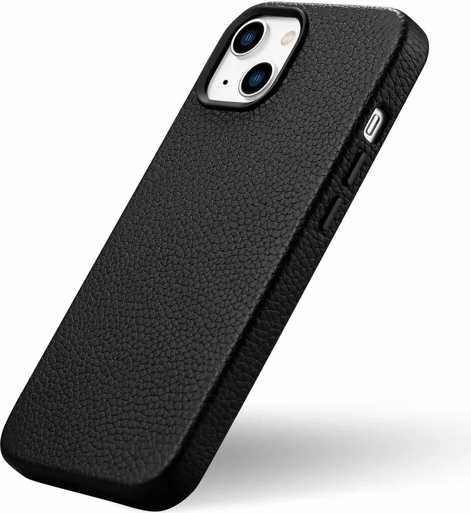 Mbështjellës iCarer Litchi Premium lëkurë për iPhone 14 Plus me MagSafe, i zi - 11