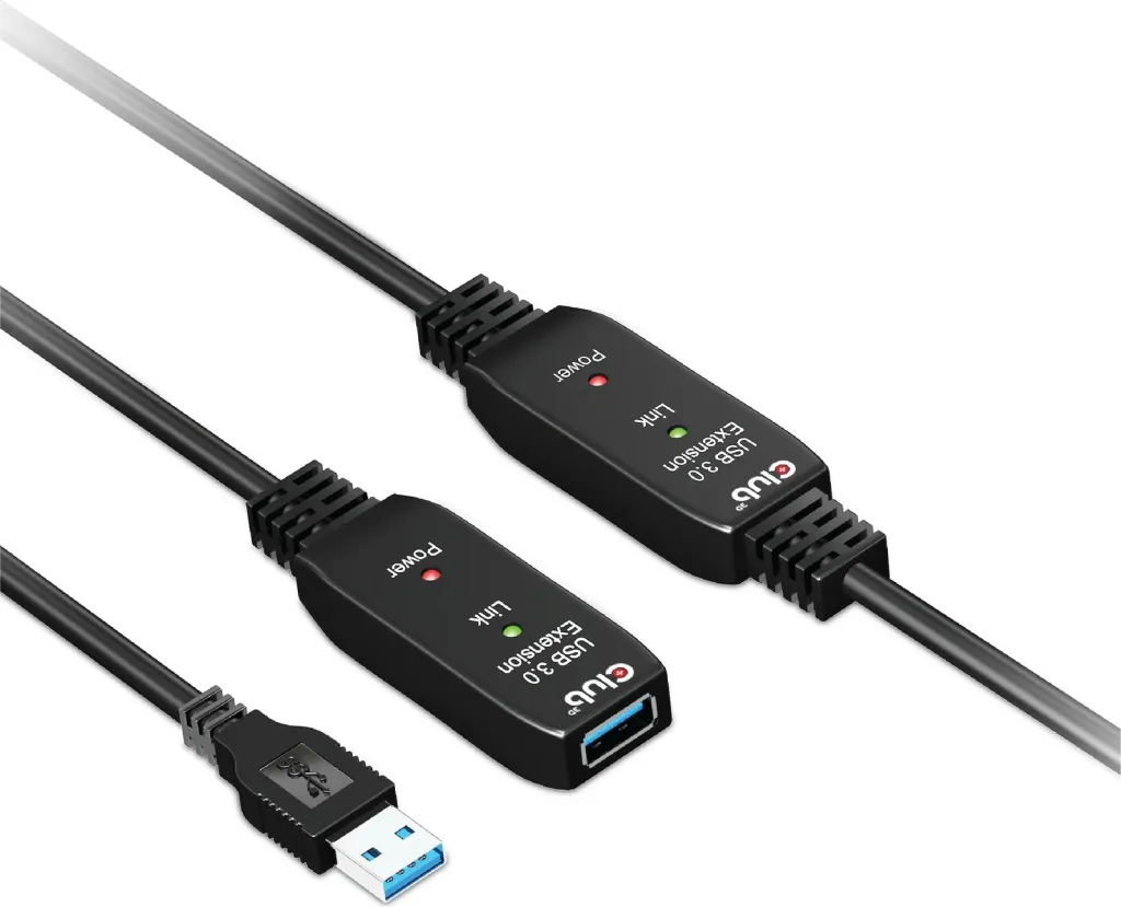 Kabllo USB zgjatues Club3D 10m, USB 3.2, e zezë - 1