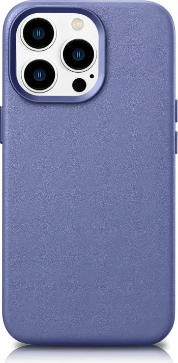Mbështjellës iCarer për iPhone 14 Pro Max, lëkurë natyrale, MagSafe, Vjollcë e çelët