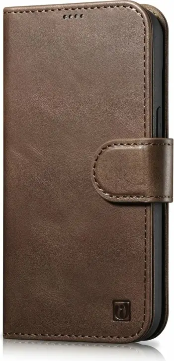Mbështjellës iCarer Oil Wax Wallet 2in1 për iPhone 14 Pro, lëkurë natyrale, kafe