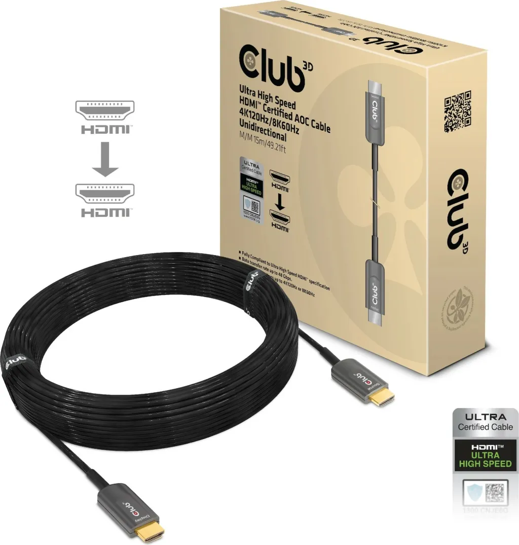 Kabllo HDMI Club3D 2.1, 15m, e zezë - 1