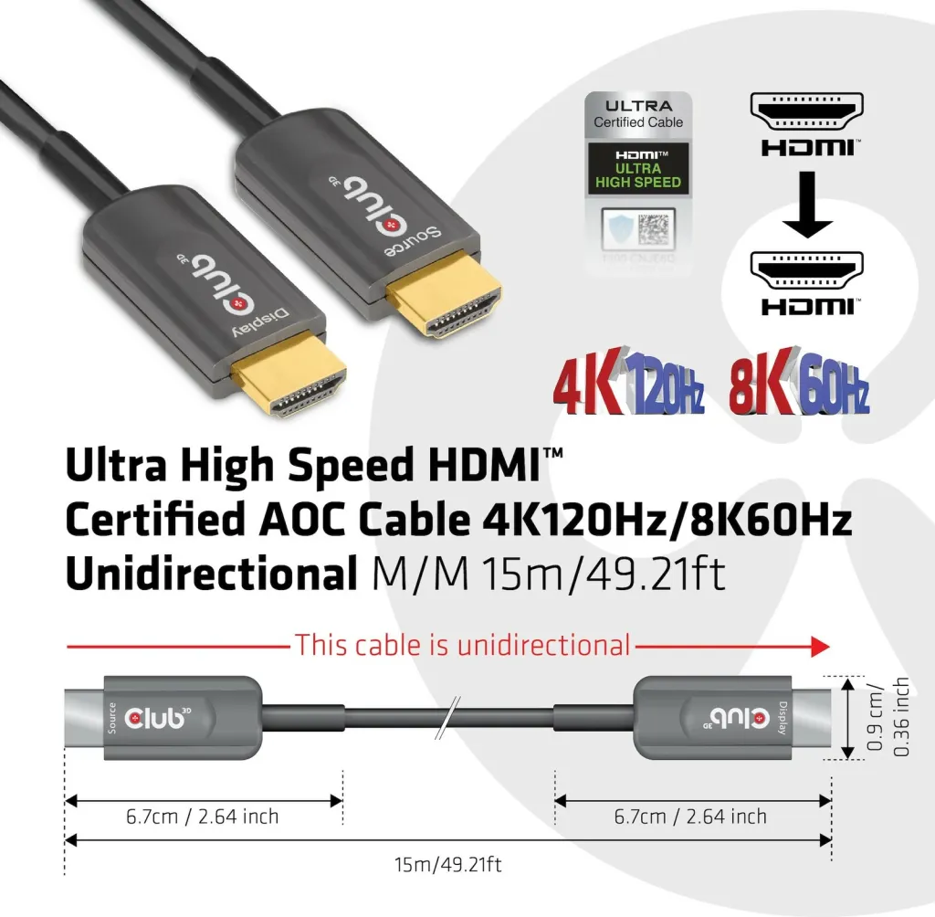 Kabllo HDMI Club3D 2.1, 15m, e zezë - 3