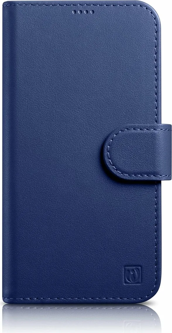 Mbështjellës iCarer Wallet Case 2in1 për iPhone 14 Pro Max, lëkurë, Anti-RFID, Kaltër - 1