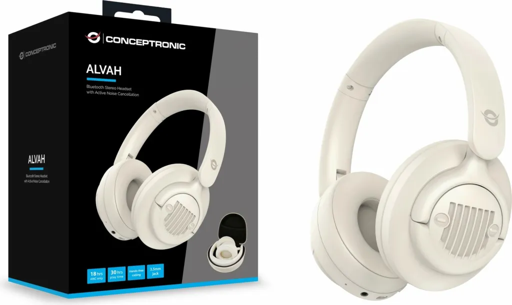 Kufje wireless Conceptronic, BT 5.4, stereo, 30 orë, anulim zhurme, e bardhë - 4