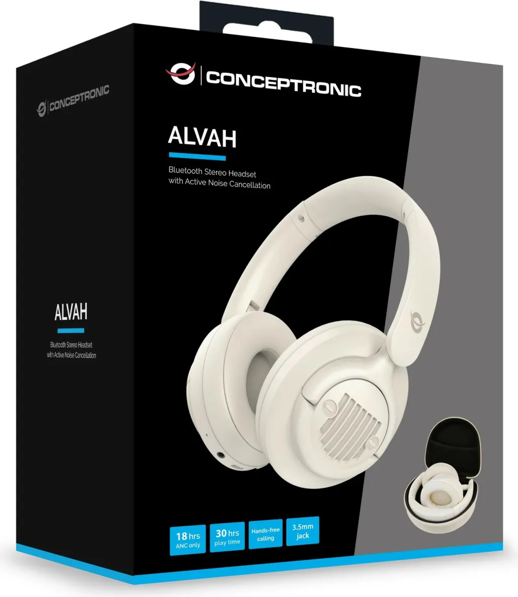 Kufje wireless Conceptronic, BT 5.4, stereo, 30 orë, anulim zhurme, e bardhë - 5