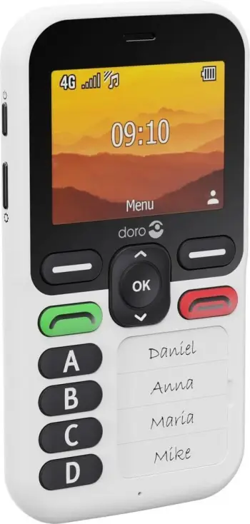 Celular Doro Leva X10, 4G, butona të mëdhenj, i bardhë