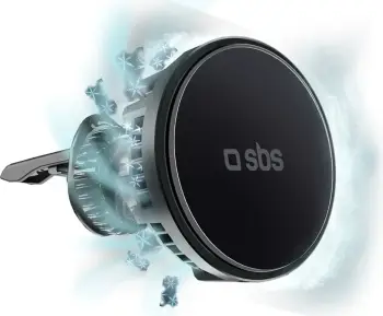 Mbajtës magnetik me karikues wireless SBS TESUPFANWIR15W, për grilë të ajrit, 15W, me ftohje, i zi