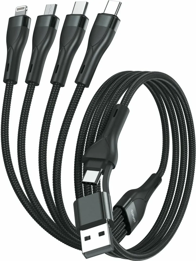 Kabllo karikimi 4smarts 541023, 1.2 m, USB A/USB C, USB C/Micro USB-A/Lightning, e zezë - 2