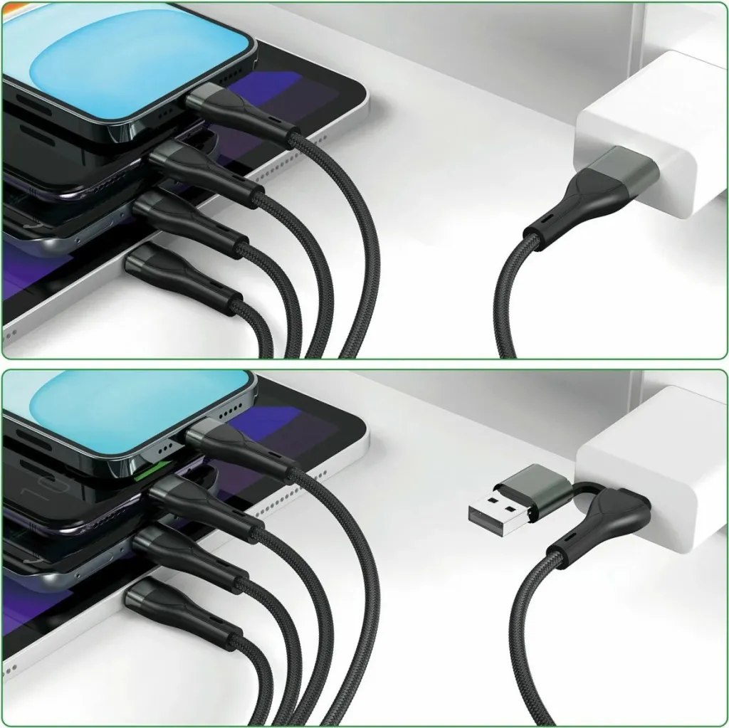 Kabllo karikimi 4smarts 541023, 1.2 m, USB A/USB C, USB C/Micro USB-A/Lightning, e zezë - 4