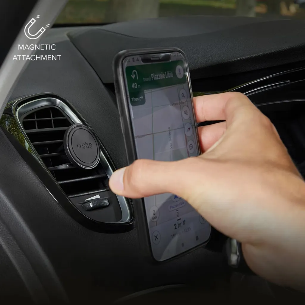 Mbajtës magnetik për celular SBS TESUPMAGMCLIP, për ventilator të makinës, i zi - 4