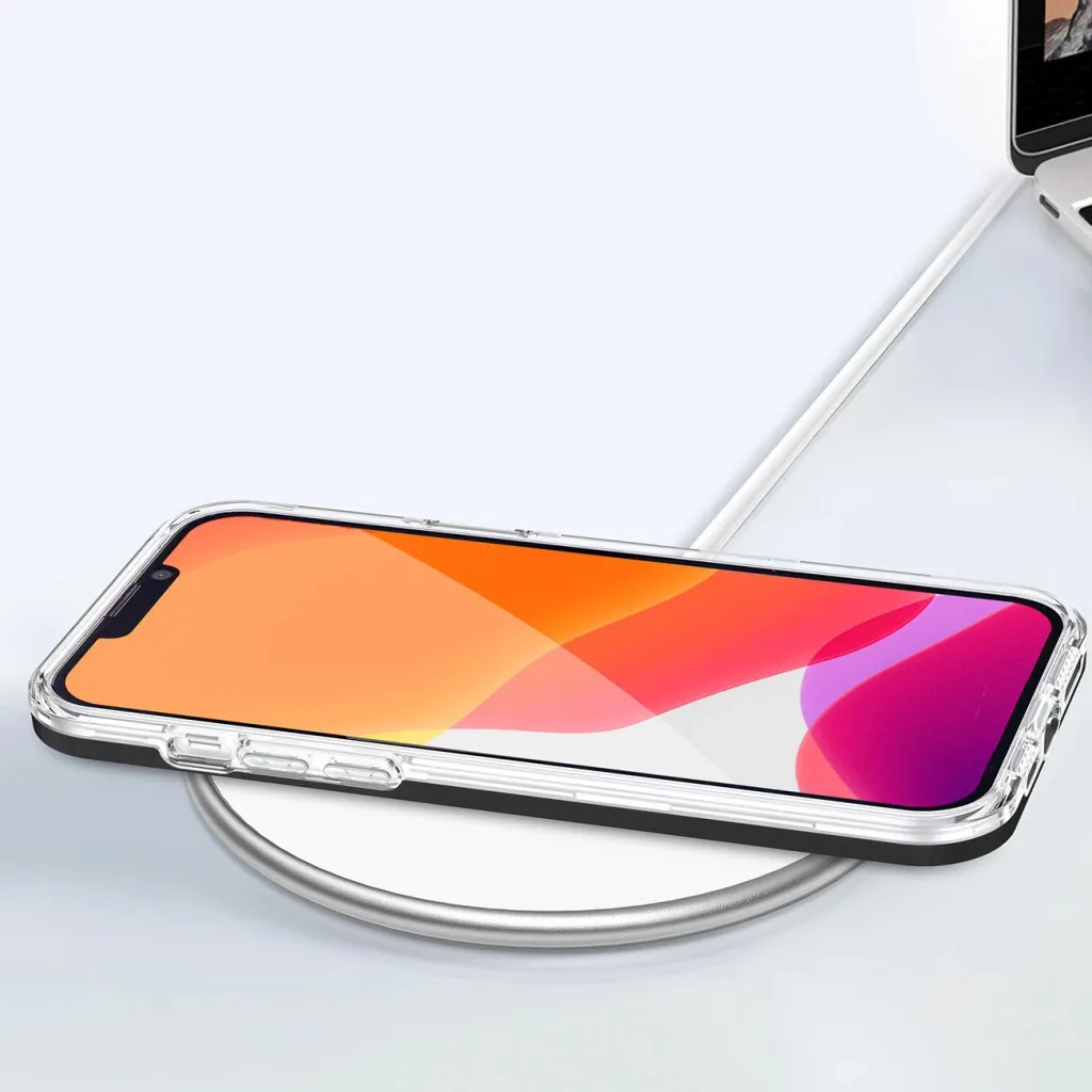 Mbështjellës Hurtel Clear 3in1 për iPhone 14, kornizë e kuqe, transparent - 5