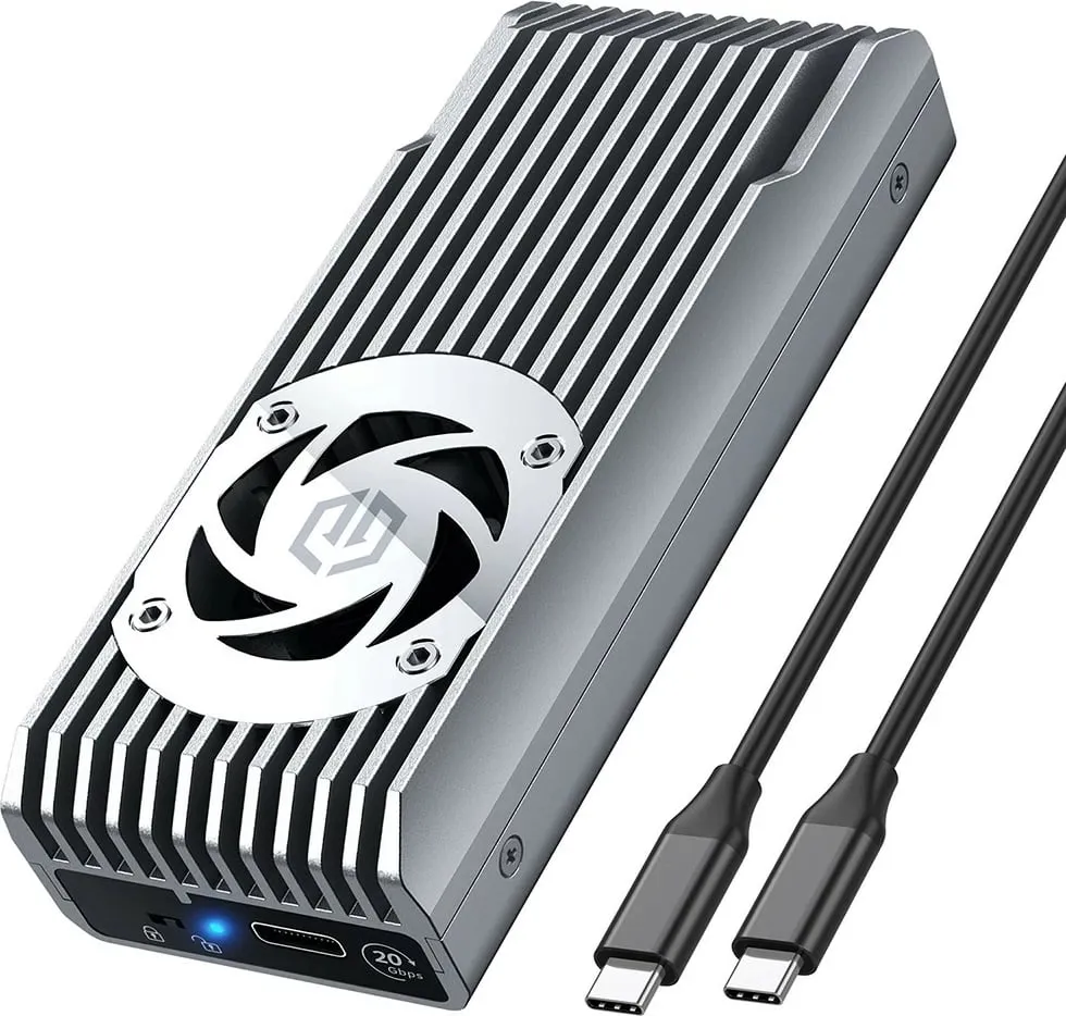Kasë e jashtme GrauGear për SSD M.2 NVMe, USB 3.2 Gen 2x2, 20 Gbit/s, me ventilator, gri - 1