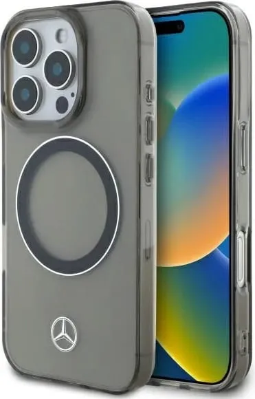 Mbështjellës Mercedes Silver Ring MagSafe për iPhone 16 Pro Max, Zi - 1