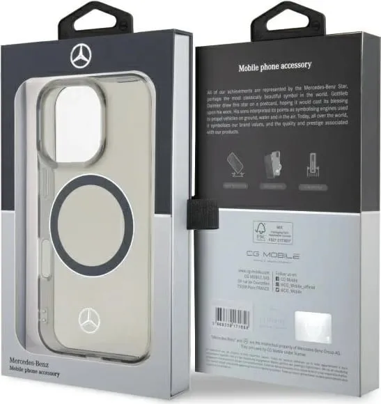 Mbështjellës Mercedes Silver Ring MagSafe për iPhone 16 Pro Max, Zi - 2