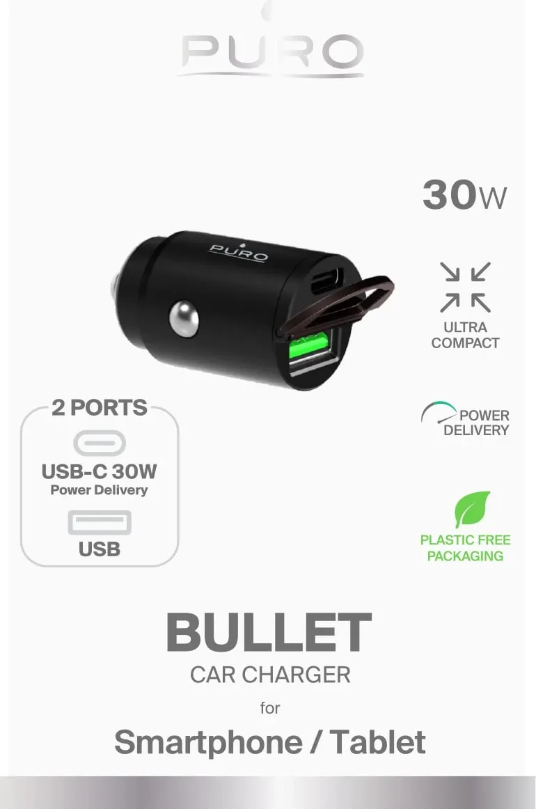 Karikues veture Puro Mini 30W, USB-C & USB-A, i zi - 2