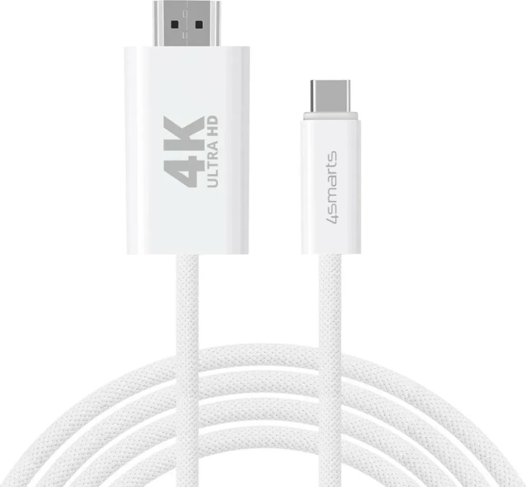 Kabëll USB-C në HDMI 4smarts 540955, 2 m, Bardhë - 1