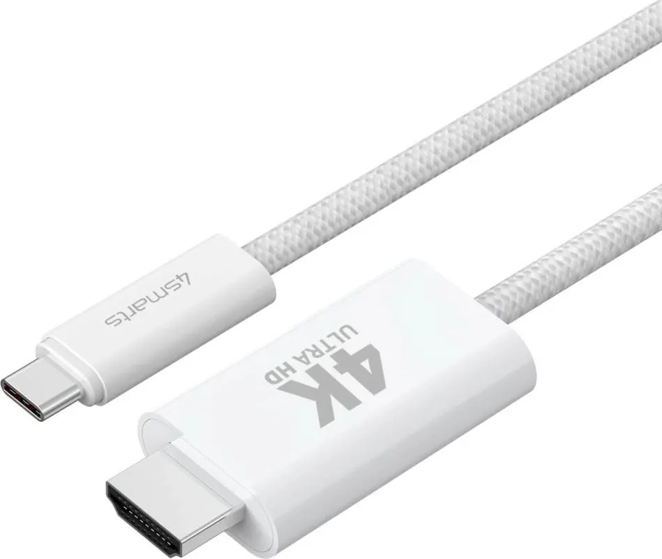 Kabëll USB-C në HDMI 4smarts 540955, 2 m, Bardhë - 2