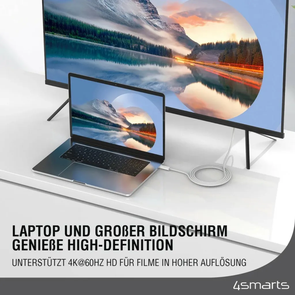 Kabëll USB-C në HDMI 4smarts 540955, 2 m, Bardhë - 5