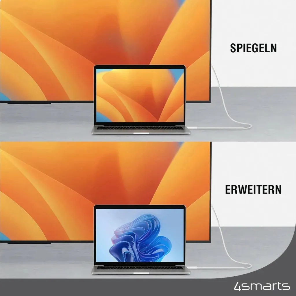 Kabëll USB-C në HDMI 4smarts 540955, 2 m, Bardhë - 8