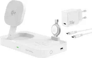 Mbushës wireless 4smarts Qi2, i brendshëm, 5 V, i bardhë