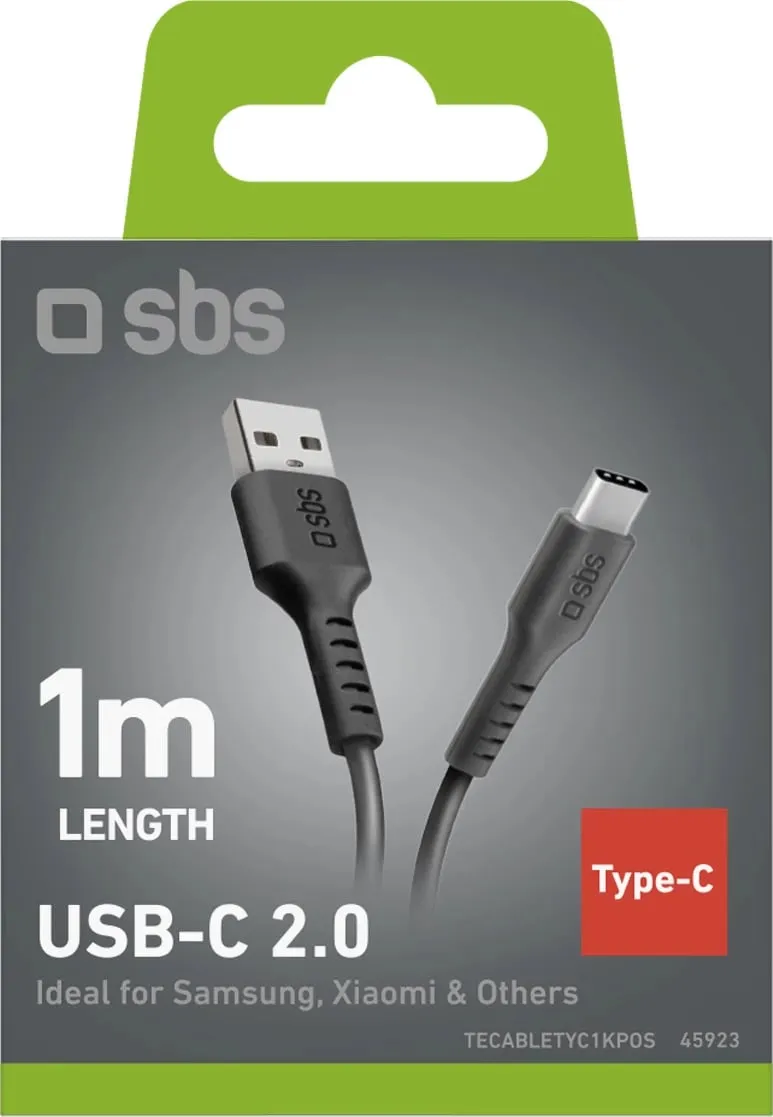 Kabllo USB-A në USB-C SBS TECABLETYC1KPOS, 1 m, e zezë - 3
