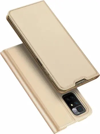 Mbështjellës Dux Ducis Skin Pro për Xiaomi Redmi 10, me kapak, me mbajtëse kartelash, Gold