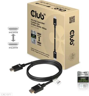 Kabllo HDMI Club3D Ultra High Speed 2.1, 1m, e zezë