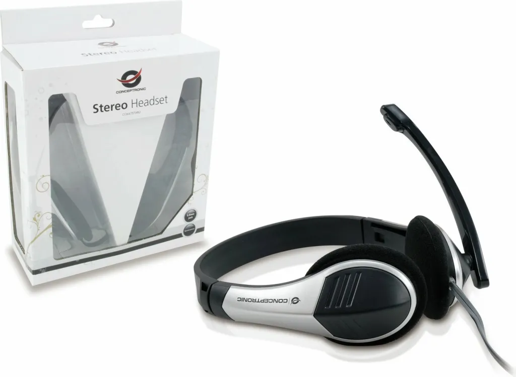 Kufje Conceptronic Headset USB, mikrofon, stereo, 2m, zi/argjendtë - 3