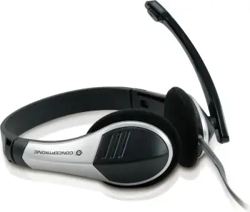 Kufje Conceptronic Headset USB, mikrofon, stereo, 2m, zi/argjendtë