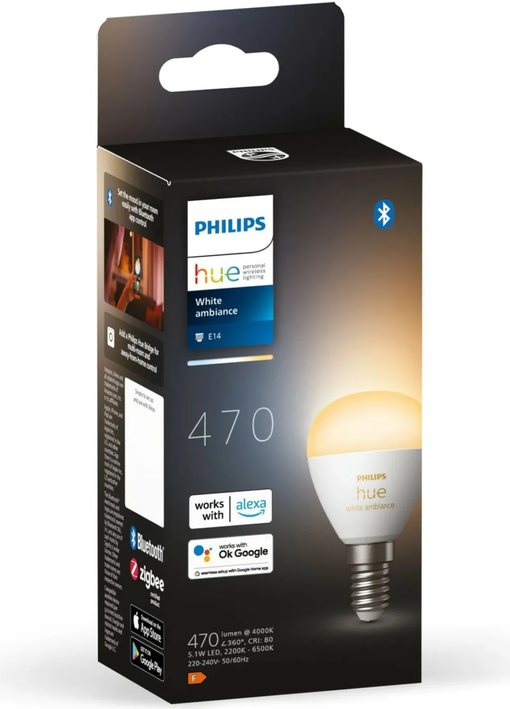Llambë e mençur Philips Hue White ambience Lustre, Bluetooth, LED, E14, P45, Bardhë - 3