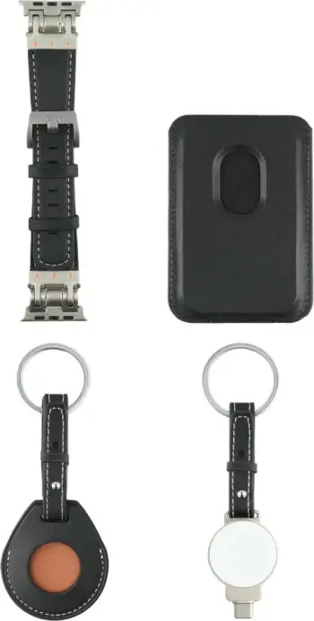 Set aksesorësh 4smarts për Apple, 4 pjesë, lëkurë PU, e zezë