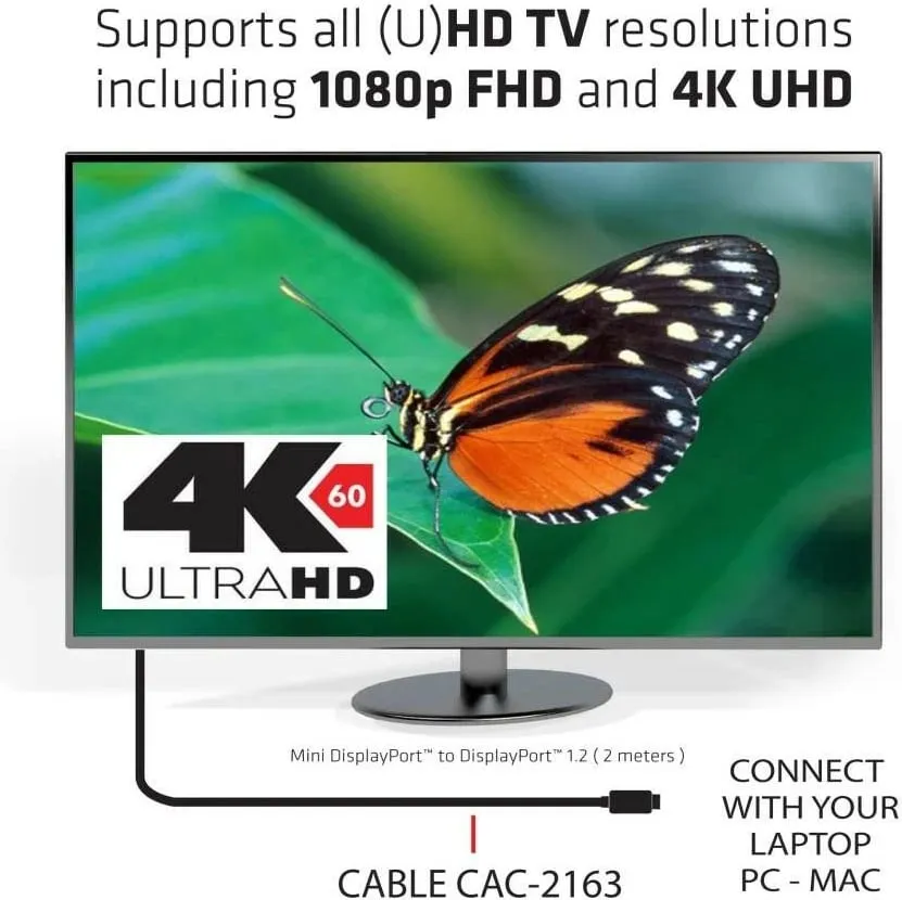 Kabllo Club3D Mini DisplayPort në DisplayPort 2m, 4K, e zezë - 5