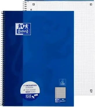 Fletore spirale Oxford 100050358, A4, 80 fletë, 90g, katrore, blu