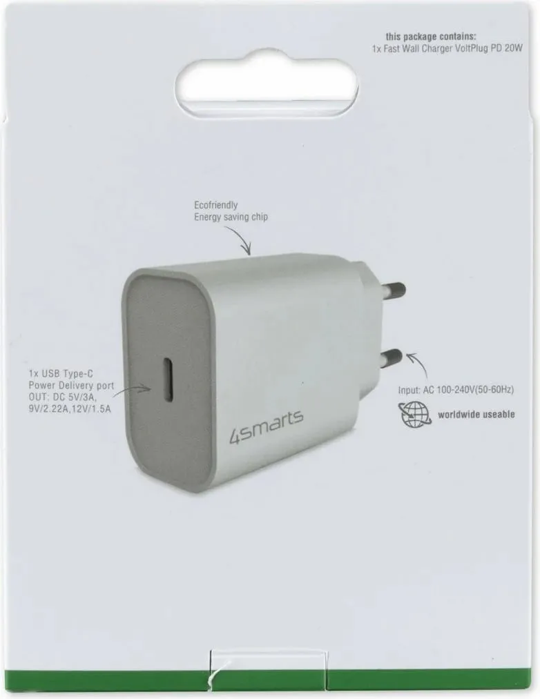 Karikues USB 4smarts 465575, 20W, i bardhë - 9